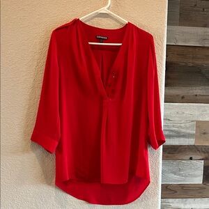 Express Women's Scarlet V-Neck Blouse